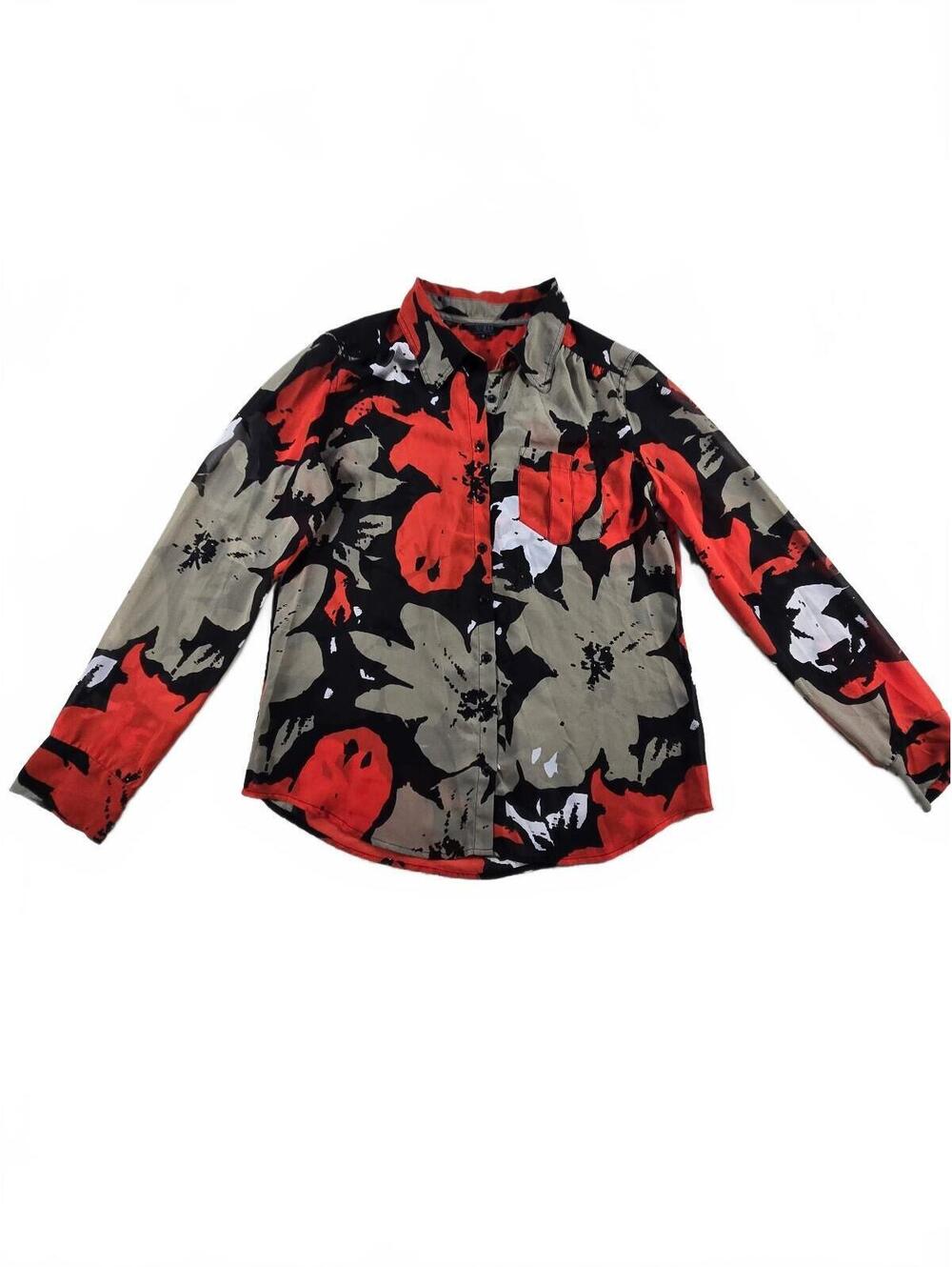 GUESS Los Angeles Floral Button Down Blouse M Office Siren Corporate Bold Edgy